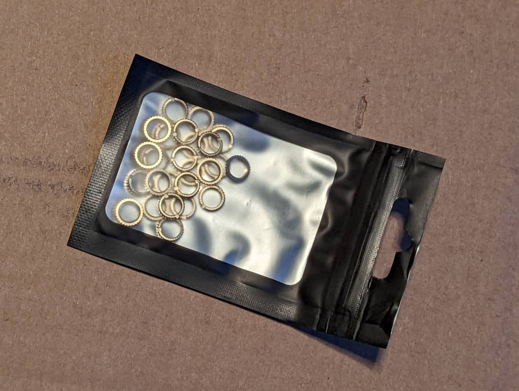 Gold dress nuts for modular synthesizers - 3.5mm jack knurled nuts - real gold plating to match black and gold modules