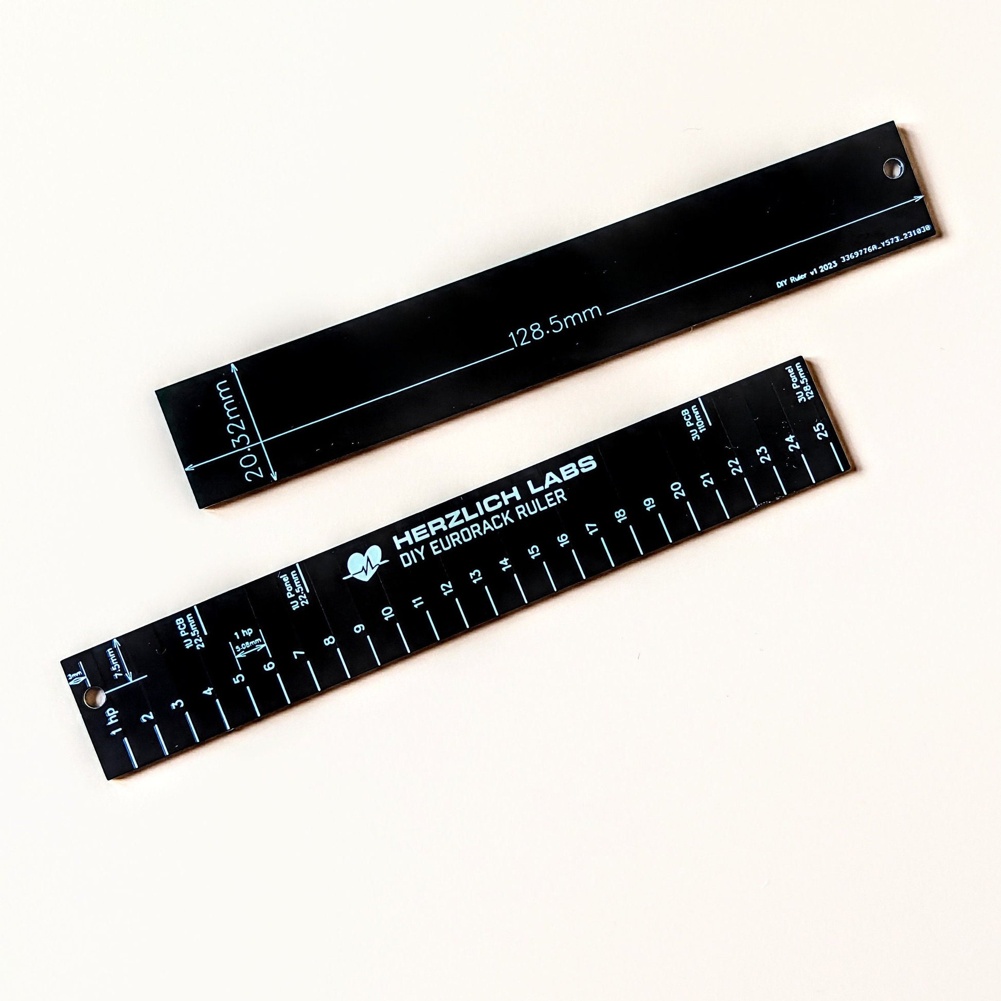 DIY Eurorack Ruler - measure modules up to 25hp and common spacings in DIY Eurorack projects